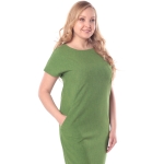 Платье Луиза №2 а32 льняная смесовая цвет зеленый